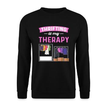 My therapy is sparing. Thrift business - Unisex Sweatshirt - black - Front - Alina (178cm) & Michal (187cm)