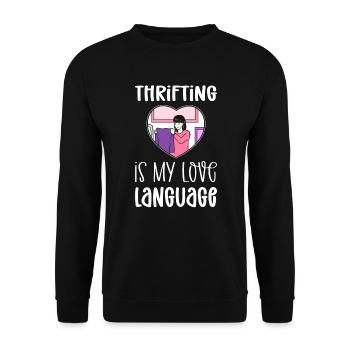 Economique est mon langage d’amour. Économique - Sweat-shirt Unisexe - noir - Devant - Alina (178cm) & Michal (187cm)