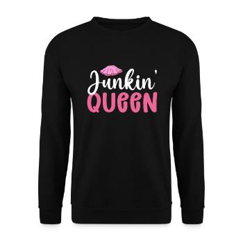 Reine junkin. Activité d’épargne - Sweat-shirt Unisexe - noir - Devant - Alina (178cm) & Michal (187cm)