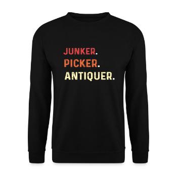 Junker Picker Antique. Sparsamkeitsgeschäft - Unisex Pullover - Schwarz - Vorne - Alina (178cm) & Michal (187cm)