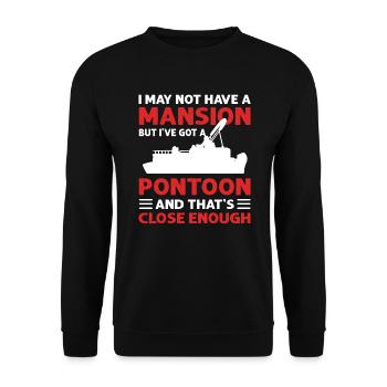 Pontoon boating. Villa on the water. - Unisex Sweatshirt - black - Front - Alina (178cm) & Michal (187cm)