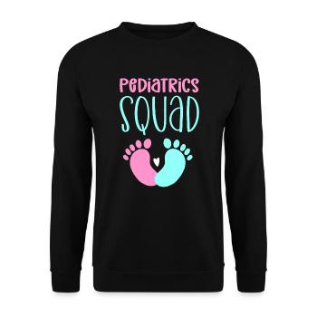 Cadres pédiatriques. Infirmière pédiatrique - Sweat-shirt Unisexe - noir - Devant - Alina (178cm) & Michal (187cm)