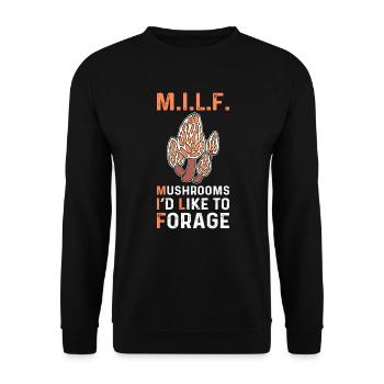 Pilze, Die Ich Gerne Aufsuche. Pilzsammlung - Unisex Pullover - Schwarz - Vorne - Alina (178cm) & Michal (187cm)