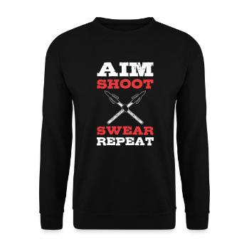 Tir sur cible jurer répéter. Pêche - Sweat-shirt Unisexe - noir - Devant - Alina (178cm) & Michal (187cm)
