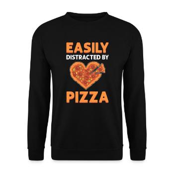 Easily distracted by pizza. Pizza -Pan -Pizza - Unisex Sweatshirt - black - Front - Alina (178cm) & Michal (187cm)