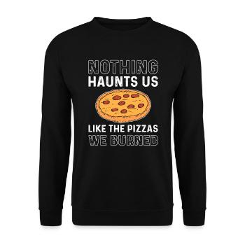 Nichts Verfolgt Uns Wie Die Pizzen, Die Wir - Unisex Pullover - Schwarz - Vorne - Alina (178cm) & Michal (187cm)