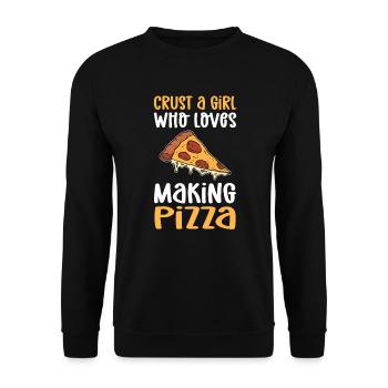 Kruste Ein Mädchen, Das Es Liebt, Pizza Zu - Unisex Pullover - Schwarz - Vorne - Alina (178cm) & Michal (187cm)