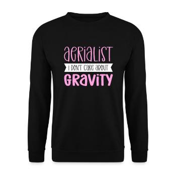 Acrobate. Je ne me soucie pas de la gravité. Soie aérienne - Sweat-shirt Unisexe - noir - Devant - Alina (178cm) & Michal (187cm)