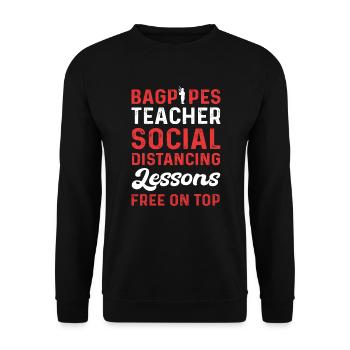Bagpipe instructor. Social distance learning - Unisex Sweatshirt - black - Front - Alina (178cm) & Michal (187cm)
