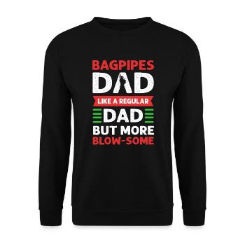 Bagpipes -father - like a normal father, but - Unisex Sweatshirt - black - Front - Alina (178cm) & Michal (187cm)