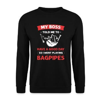 Cornemuses d’Écosse Proud Bagpipes - Sweat-shirt Unisexe - noir - Devant - Alina (178cm) & Michal (187cm)