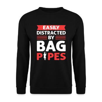 Easily distracted by bagpipes. Bagpipes - Unisex Sweatshirt - black - Front - Alina (178cm) & Michal (187cm)