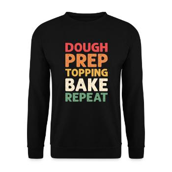 Dough. PreparationSurface. Bake. Try again. - Unisex Sweatshirt - black - Front - Alina (178cm) & Michal (187cm)