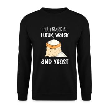 Alles, Was Ich Knete, Ist Mehl, Wasser - Unisex Pullover - Schwarz - Vorne - Alina (178cm) & Michal (187cm)
