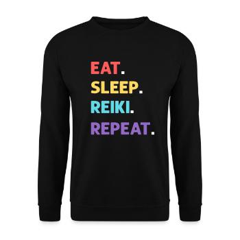 Eat sleep Reiki repetition. - Unisex Sweatshirt - black - Front - Alina (178cm) & Michal (187cm)