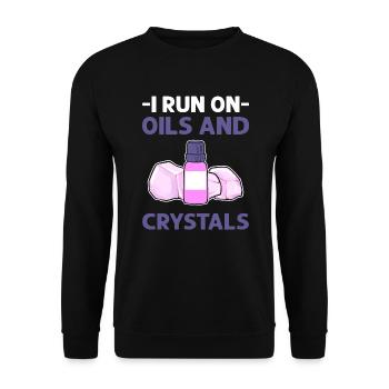 Je cours avec des huiles et des cristaux. Reiki - Sweat-shirt Unisexe - noir - Devant - Alina (178cm) & Michal (187cm)