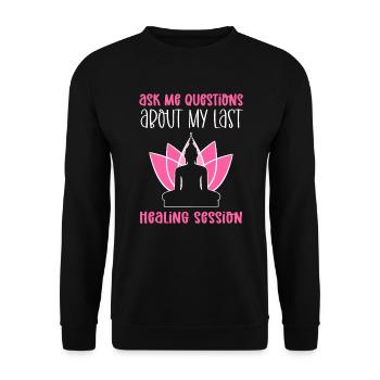 Posez-moi des questions sur mon dernier - Sweat-shirt Unisexe - noir - Devant - Alina (178cm) & Michal (187cm)