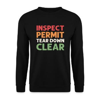 Inspect – Approve – Demolish – Delete. - Unisex Sweatshirt - black - Front - Alina (178cm) & Michal (187cm)
