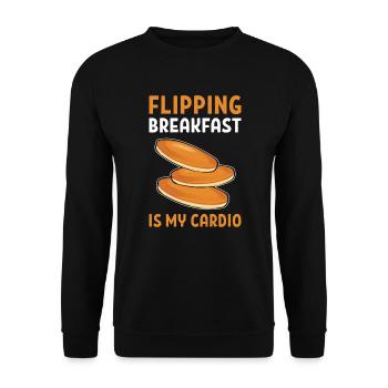 Flipping Frühstück Ist Mein Cardio. - Unisex Pullover - Schwarz - Vorne - Alina (178cm) & Michal (187cm)