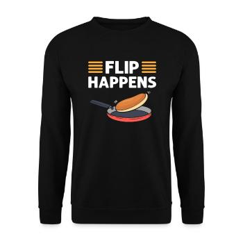 Pancake lovers. Flip happens. - Unisex Sweatshirt - black - Front - Alina (178cm) & Michal (187cm)