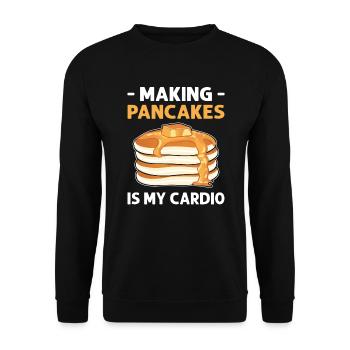 Making pancakes is my cardio. - Unisex Sweatshirt - black - Front - Alina (178cm) & Michal (187cm)