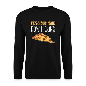 Pizzaiolo hair - does not care about it. Pizza - Unisex Sweatshirt - black - Front - Alina (178cm) & Michal (187cm)