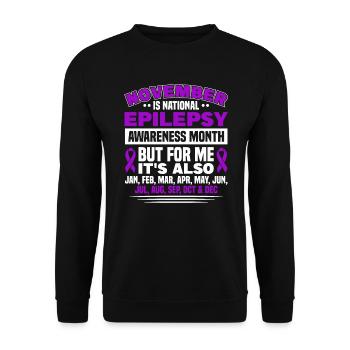 Survivor of epilepsy. Purple band. - Unisex Sweatshirt - black - Front - Alina (178cm) & Michal (187cm)