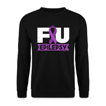 FU epilepsy. Purple Ribbon Epilepsy Consciousness - Unisex Sweatshirt - black - Front - Alina (178cm) & Michal (187cm)