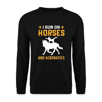 Ich Laufe Auf Pferden Und Akrobatik Reitpferd - Unisex Pullover - Schwarz - Vorne - Alina (178cm) & Michal (187cm)