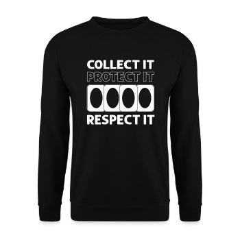 Handelskarte Sammle Es. Beschütze Es. Respektiere - Unisex Pullover - Schwarz - Vorne - Alina (178cm) & Michal (187cm)
