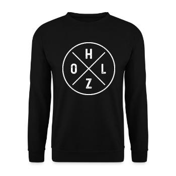 HOLZ Brennholz Holzfäller Wald Axt Baum Holz - Unisex Pullover - Schwarz - Vorne - Alina (178cm) & Michal (187cm)
