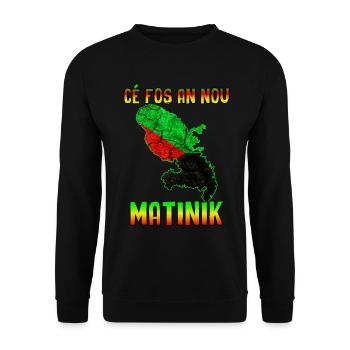 Drapeau et carte martinique cé fos an nou - Sweat-shirt Unisexe - noir - Devant - Alina (178cm) & Michal (187cm)