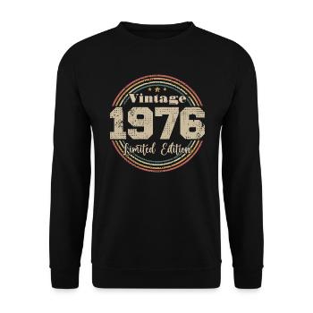 1976 Retro Vintage Birthday Born In - 1976 - Unisex Sweatshirt - black - Front - Alina (178cm) & Michal (187cm)
