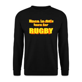 born for RUGBY 80S - Unisex Sweatshirt - black - Front - Alina (178cm) & Michal (187cm)