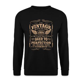 Vintage, 1991, Anniversaire, Cadeau, Rétro - Sweat-shirt Unisexe - noir - Devant - Alina (178cm) & Michal (187cm)
