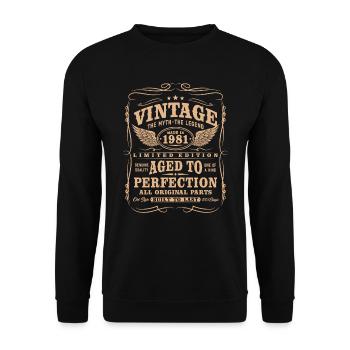 Vintage 1981 Vintage Anniversaire Cadeau Rétro - Sweat-shirt Unisexe - noir - Devant - Alina (178cm) & Michal (187cm)