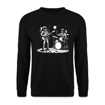 astronaut skeletons play rock on the moon - Unisex Sweatshirt - black - Front - Alina (178cm) & Michal (187cm)