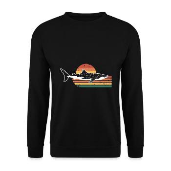 Retro Walhai Hai Meer Ozean - Unisex Pullover - Schwarz - Vorne - Alina (178cm) & Michal (187cm)