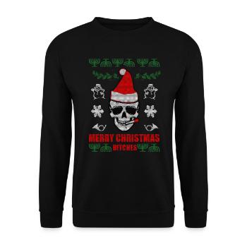 Laid Crâne de Noël Joyeux Noël cadeau de Noël - Sweat-shirt Unisexe - noir - Devant - Alina (178cm) & Michal (187cm)