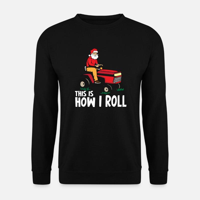 Rasenmäher Weihnachtsmann Mann Weihnachtsgeschenk - Unisex Pullover - Schwarz