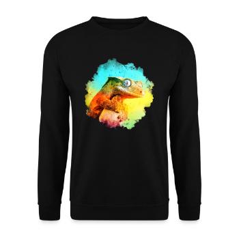 Gecko à crête Reptile Gardien Lézard Aquarelle Des - Sweat-shirt Unisexe - noir - Devant - Alina (178cm) & Michal (187cm)