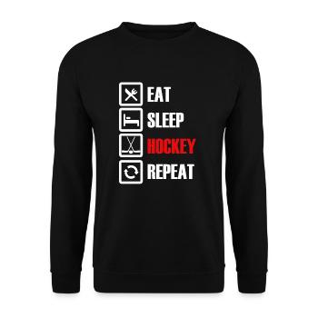 Eat Sleep HOCKEY Répéter Joueur de hockey - Sweat-shirt Unisexe - noir - Devant - Alina (178cm) & Michal (187cm)