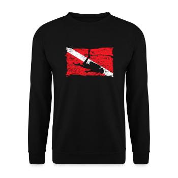 Scuba Diving Flag vintage Divers gift - Unisex Pullover - Schwarz - Vorne - Alina (178cm) & Michal (187cm)