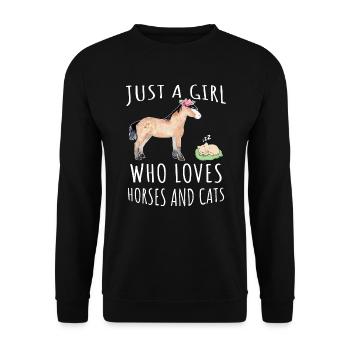 Juste une fille qui aime les chevaux et les chats - Sweat-shirt Unisexe - noir - Devant - Alina (178cm) & Michal (187cm)