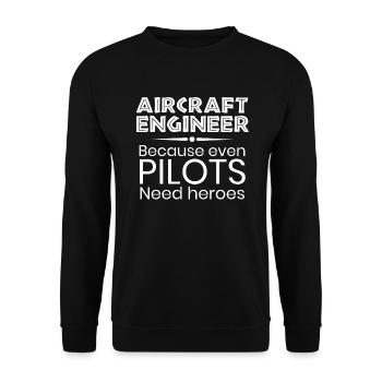 Gift for Aircraft Engineer National Aviation Day - Unisex Pullover - Schwarz - Vorne - Alina (178cm) & Michal (187cm)