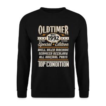 Oldtimer Vintage 1992 Vintage Rétro Anniversaire - Sweat-shirt Unisexe - noir - Devant - Alina (178cm) & Michal (187cm)