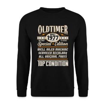 Oldtimer Vintage 1977 Vintage Rétro Anniversaire - Sweat-shirt Unisexe - noir - Devant - Alina (178cm) & Michal (187cm)