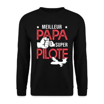 Cadeau papa meilleur papa pilote de canadaire - Sweat-shirt Unisexe - noir - Devant - Alina (178cm) & Michal (187cm)