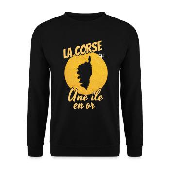 La corse une ile en or - Sweat-shirt Unisexe - noir - Devant - Alina (178cm) & Michal (187cm)