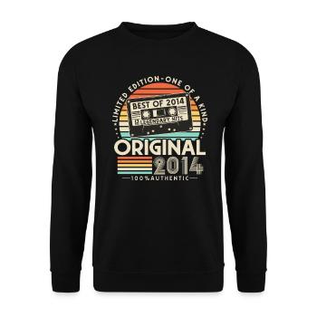 Original 2014 Jahrgang Retro Geburtstag Geschenk - Unisex Pullover - Schwarz - Vorne - Alina (178cm) & Michal (187cm)